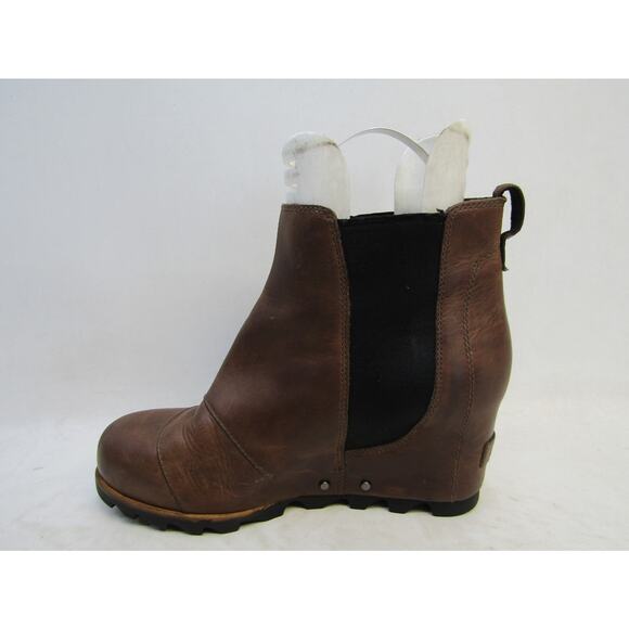 Sorel Womens Size 9 Brown Leather Ankle Wedge Fashion Boots Bootie - Picture 2 of 11